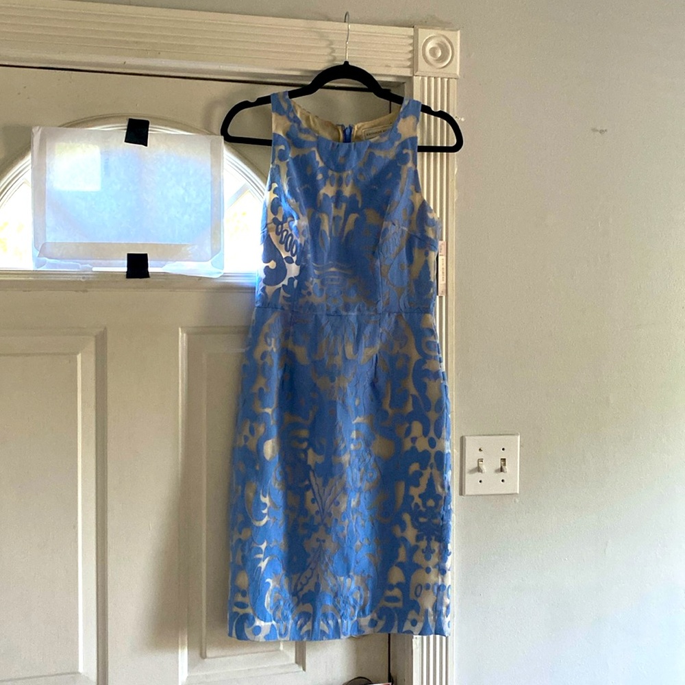 NWT KATHERINE KELLY blue lace sheet lined spring dress size 2
